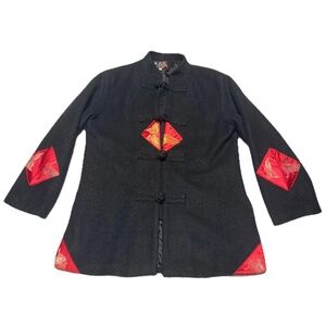 Vintage Red Dragon Embroidered Asian Button-Up Jacket Medium